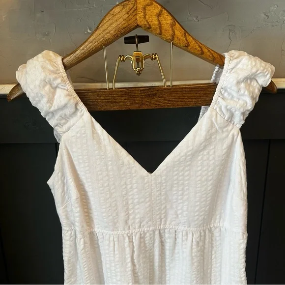 Old Navy Womens Cottagecore Tiered Seersucker All Day Midi‎ Dress Size S White - Picture 3 of 15